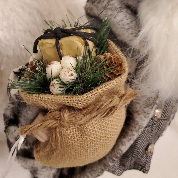 NWT White Pine Free Standing Santa Black White Plaid Herringbone Holiday Decor - Picture 12 of 17